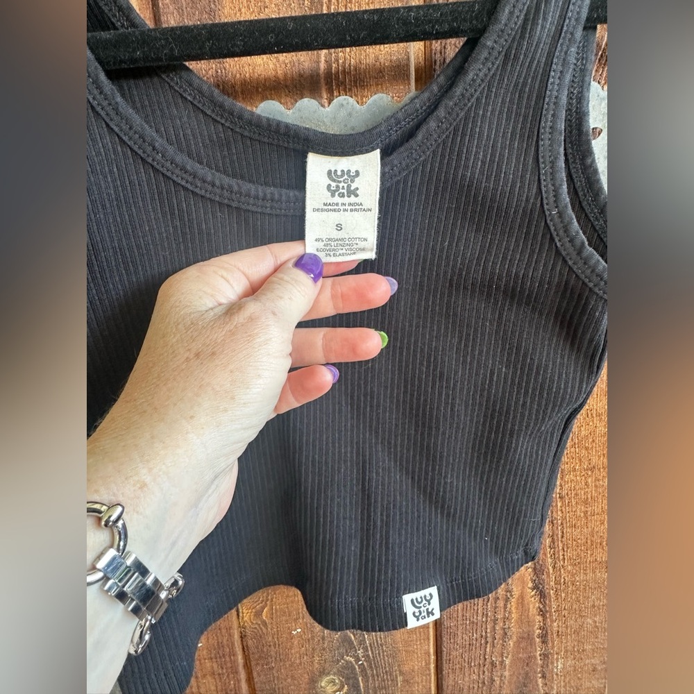 Lucy & Yak Ribbed Crop Tank Top size Small